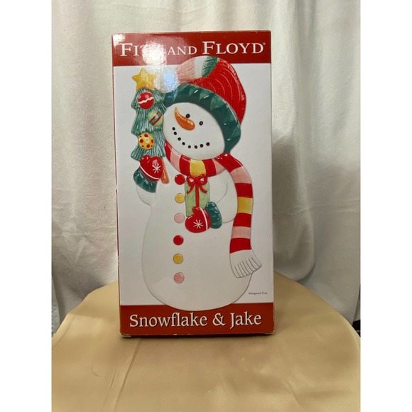 Fitz and Floyd Christmas/Holiday Elongated Tray. "Snowflake and Jake". 2009. - Picture 9 of 12